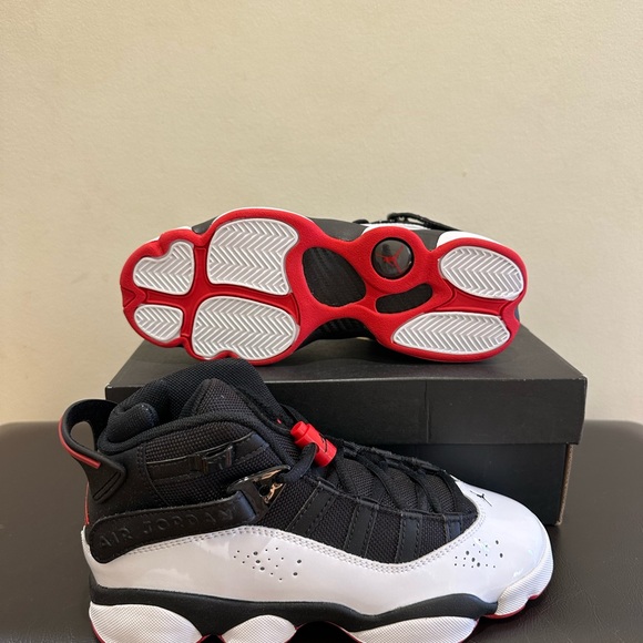 NIB $135 Jordan 6 Rings 323419 067 Black | University Red | White - Picture 4 of 6